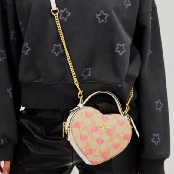 Coach Heart Crossbody In Signature Canvas with Heart Print (New) - Picture 4 of 5
